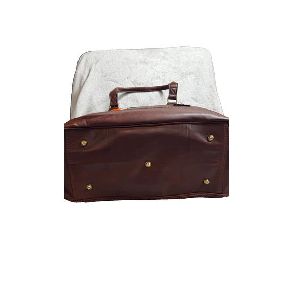 NFL Dallas Cowboys Brown Genuine Leather Weekender Duffel Bag New With Tags - Picture 12 of 16